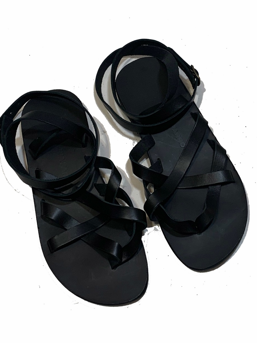 Maria Farro Women’s Black Strappy Ankle Wrap Sandals